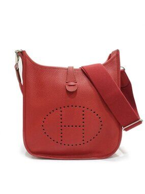 Hermes Evelyne 3 Trois PM Made Togo Red Silver Shoulder Bag